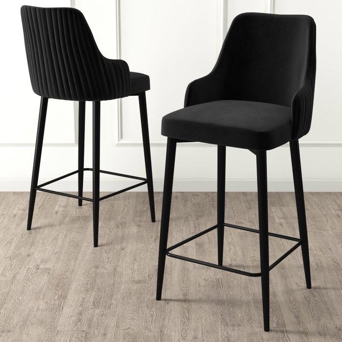 Hanah Home Juego de 2 Taburetes de Bar Enox - Negro